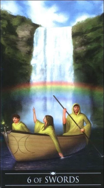 Six of Swords card from the Silver Witchcraft Tarot deck