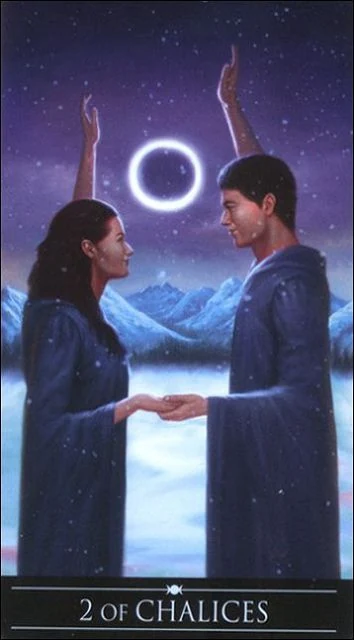 Two of Chalices card from the Silver Witchcraft Tarot deck