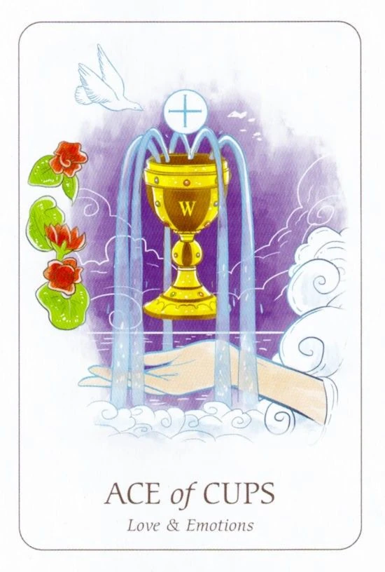 Ace of Cups card from the Simplicity Tarot deck by Emilie Muñiz