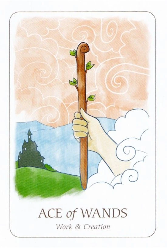 Ace of Wands card from the Simplicity Tarot deck by Emilie Muñiz