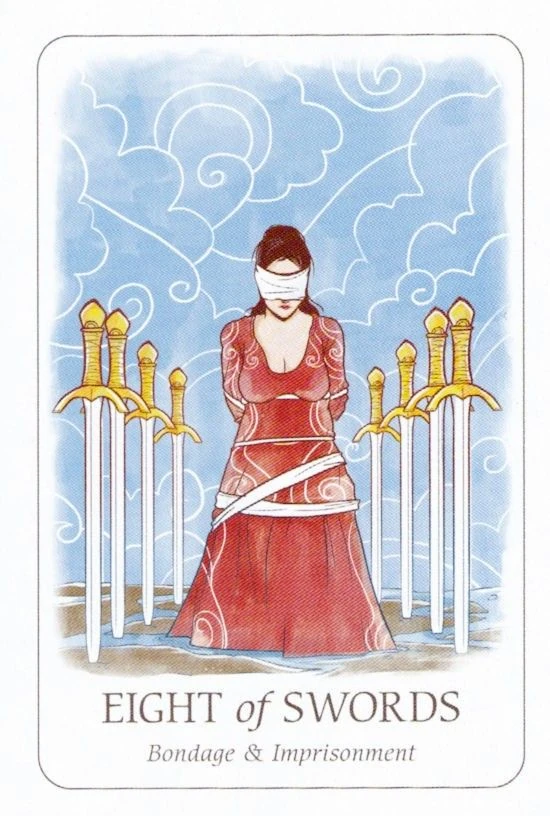 Eight of Swords card from the Simplicity Tarot deck by Emilie Muñiz
