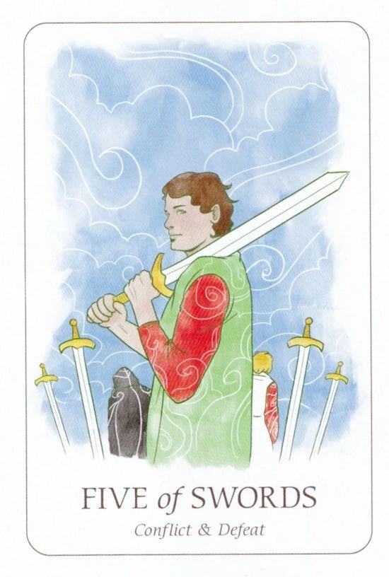 Five of Swords card from the Simplicity Tarot deck by Emilie Muñiz