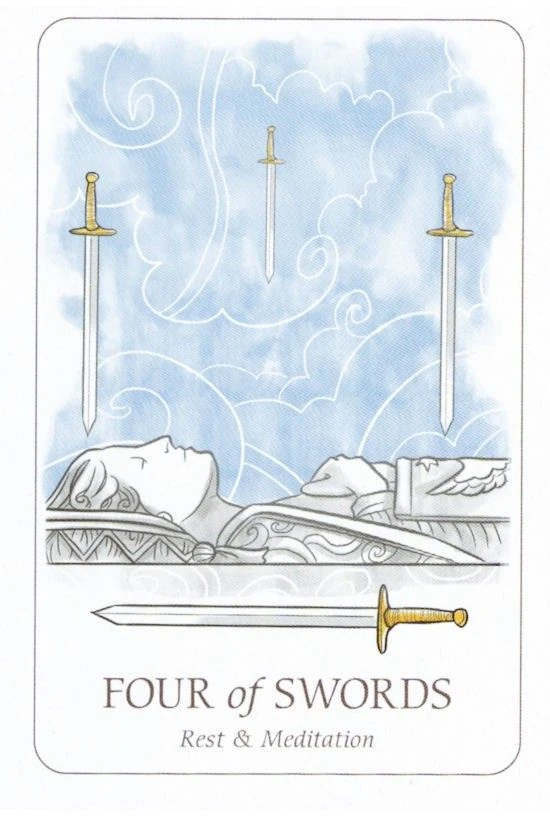 Four of Swords card from the Simplicity Tarot deck by Emilie Muñiz