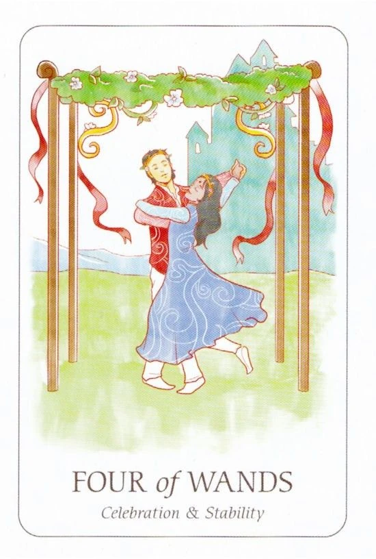 Four of Wands card from the Simplicity Tarot deck by Emilie Muñiz
