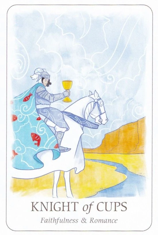 Knight of Cups card from the Simplicity Tarot deck by Emilie Muñiz