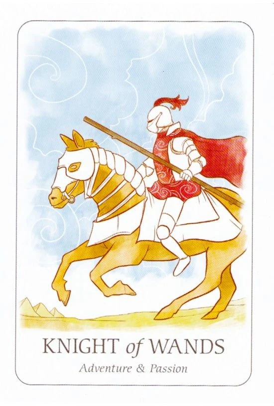 Knight of Wands card from the Simplicity Tarot deck by Emilie Muñiz
