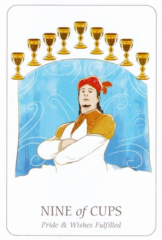 Nine of Cups card from the Simplicity Tarot deck by Emilie Muñiz