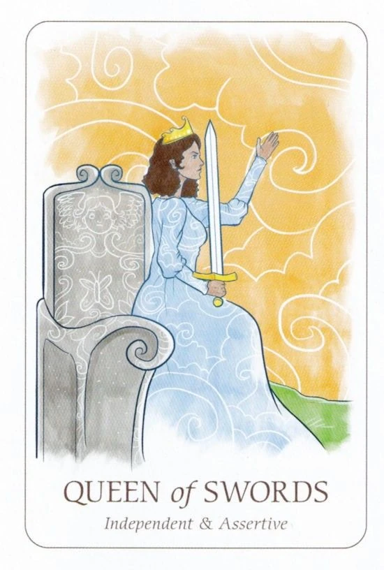 Queen of Swords card from the Simplicity Tarot deck by Emilie Muñiz