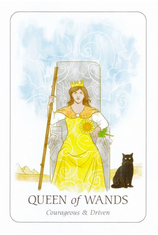 Queen of Wands card from the Simplicity Tarot deck by Emilie Muñiz