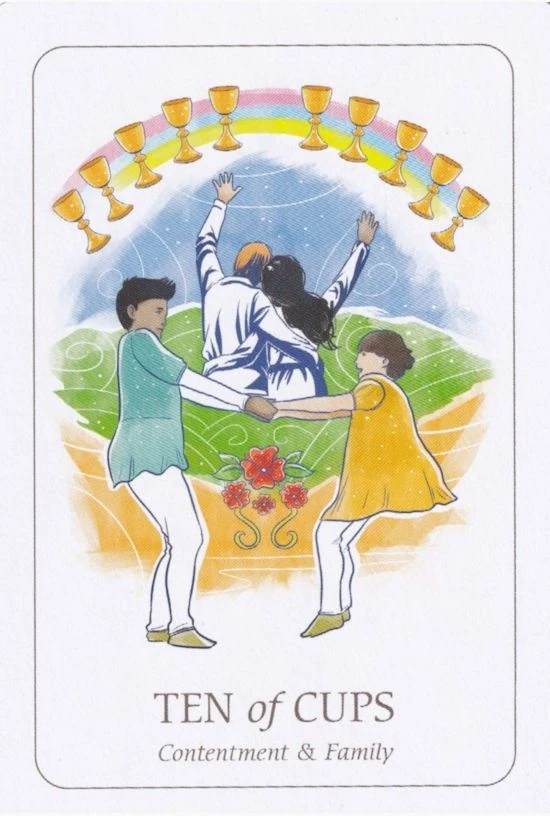 Ten of Cups card from the Simplicity Tarot deck by Emilie Muñiz