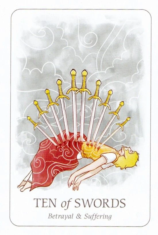 Ten of Swords card from the Simplicity Tarot deck by Emilie Muñiz