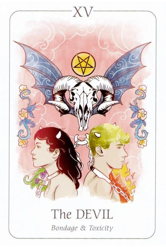 The Devil card from the Simplicity Tarot deck by Emilie Muñiz