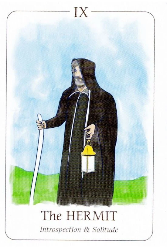 The Hermit card from the Simplicity Tarot deck by Emilie Muñiz