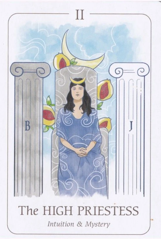 The High Priestess card from the Simplicity Tarot deck by Emilie Muñiz
