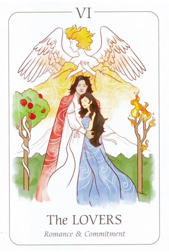 The Lovers card from the Simplicity Tarot deck by Emilie Muñiz