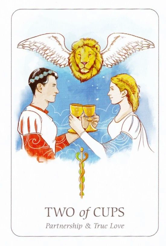 Two of Cups card from the Simplicity Tarot deck by Emilie Muñiz