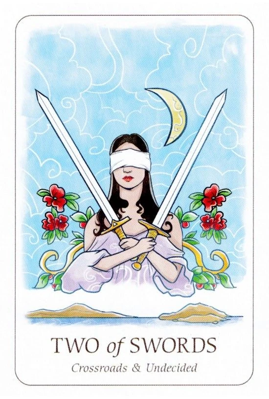 Two of Swords card from the Simplicity Tarot deck by Emilie Muñiz