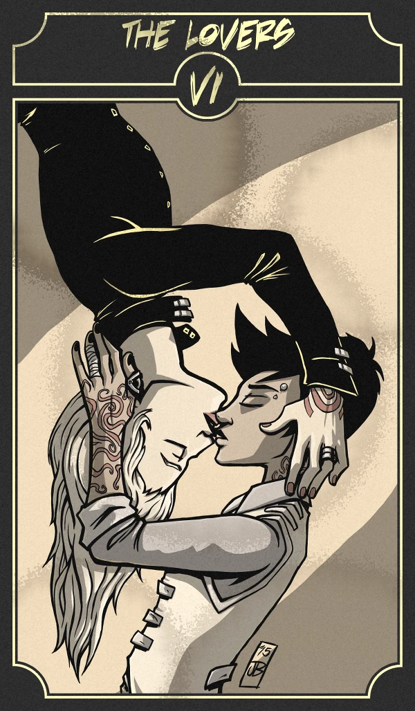 The Lovers card from the Sinking Wasteland Tarot deck