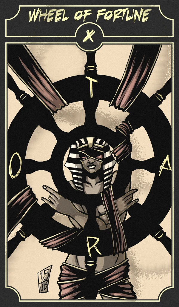 Wheel of Fortune card from the Sinking Wasteland Tarot deck