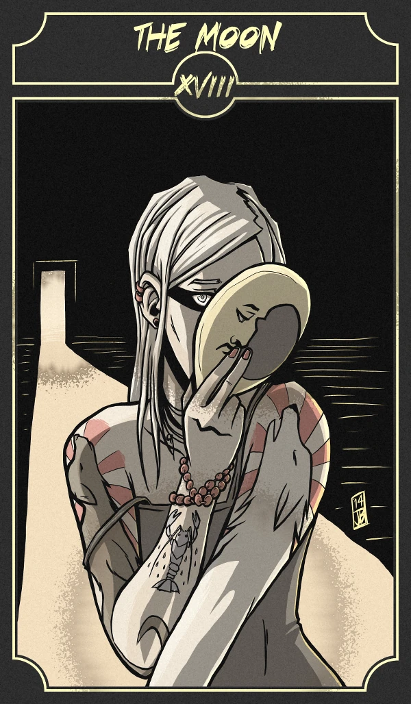 The Moon card from the Sinking Wasteland Tarot deck