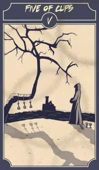 Five of Cups card from the Sinking Wasteland Tarot deck