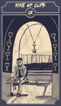 Nine of Cups card from the Sinking Wasteland Tarot deck