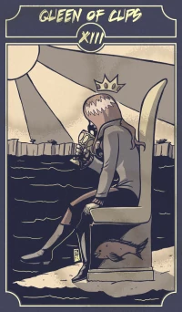 Queen of Cups card from the Sinking Wasteland Tarot deck