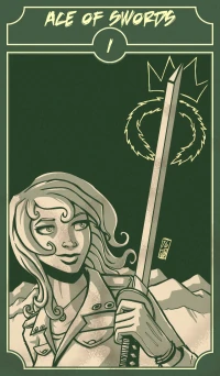 Ace of Swords card from the Sinking Wasteland Tarot deck