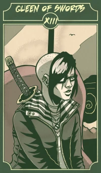 Queen of Swords card from the Sinking Wasteland Tarot deck