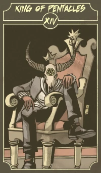 King of Pentacles card from the Sinking Wasteland Tarot deck