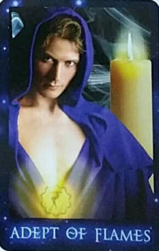 Adept of Flames card from The Sirian Starseed Tarot deck