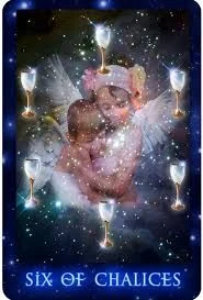 Six of Chalices card from The Sirian Starseed Tarot deck