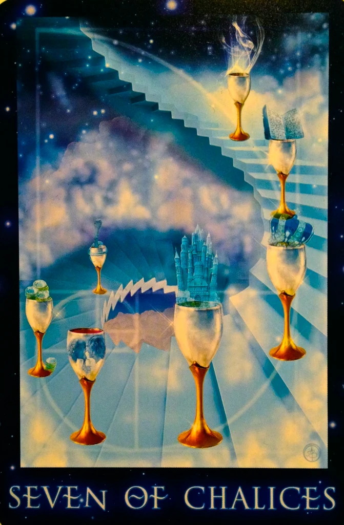 Seven of Chalices card from The Sirian Starseed Tarot deck
