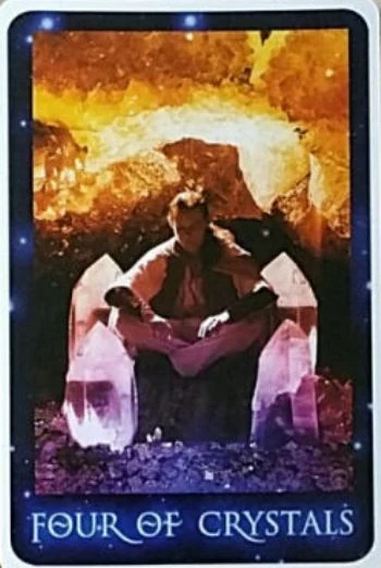 Four of Crystals card from The Sirian Starseed Tarot deck