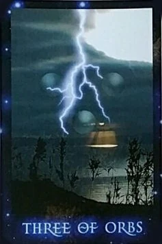 Three of Orbs card from The Sirian Starseed Tarot deck