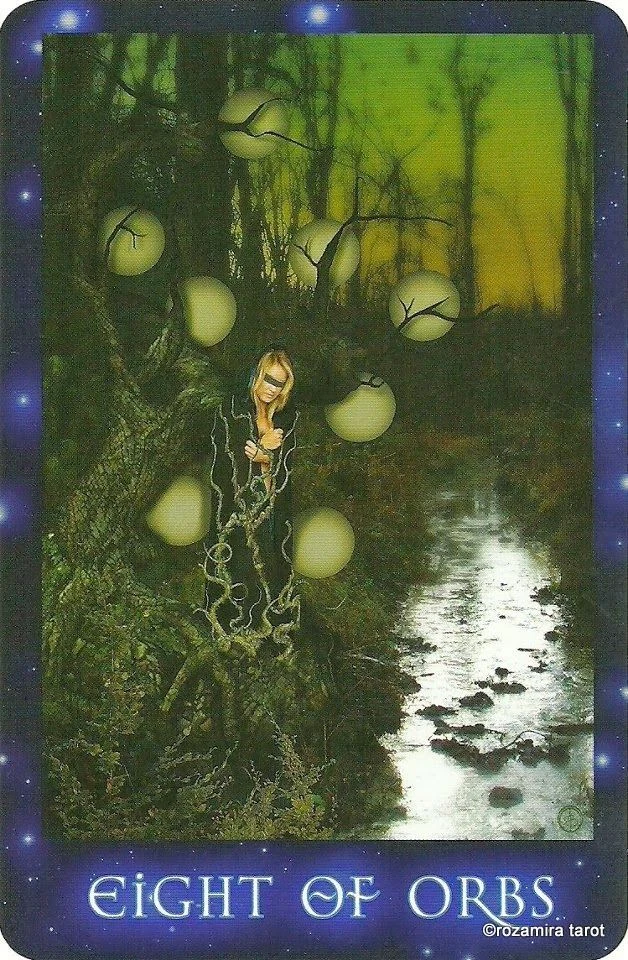 Eight of Orbs card from The Sirian Starseed Tarot deck