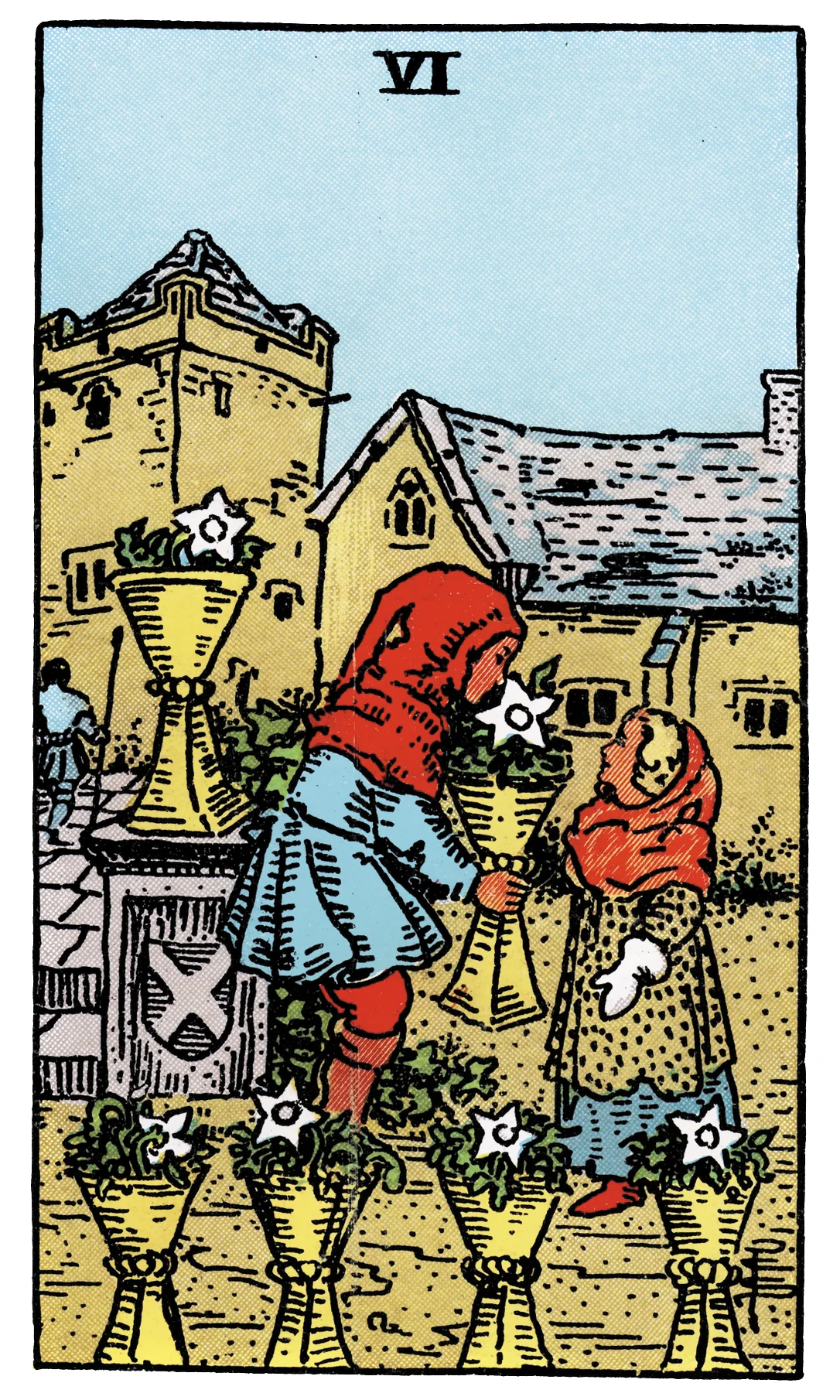 Six of Cups card from the Rider-Waite-Smith Tarot deck by Rider