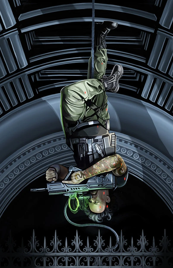 The Hanged Man card from the Sixth World Tarot deck by Echo Chernik