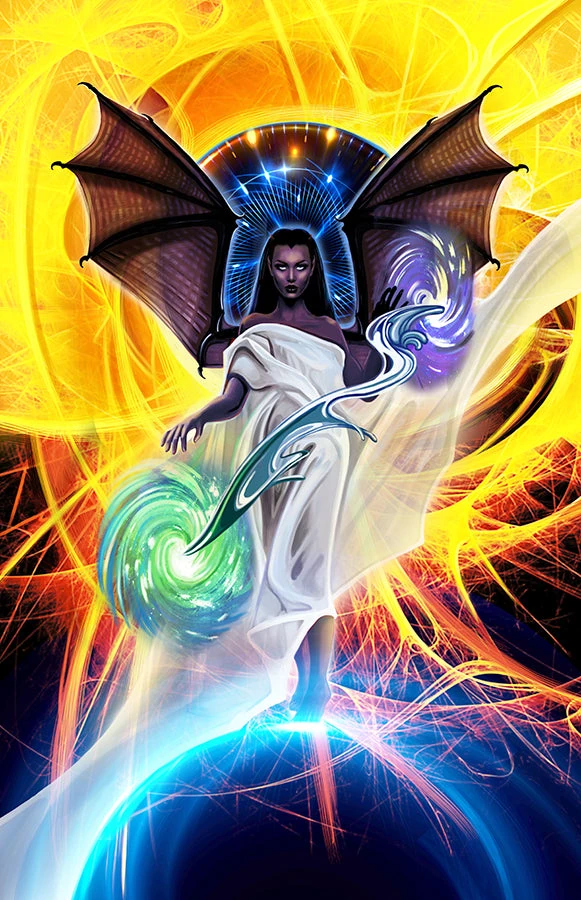 Threshold (Temperance) card from the Sixth World Tarot deck by Echo Chernik