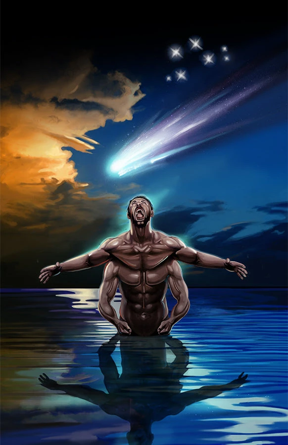 The Comet (The Star) card from the Sixth World Tarot deck by Echo Chernik