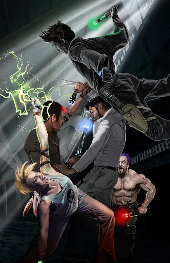 Five of Batons card from the Sixth World Tarot deck by Echo Chernik