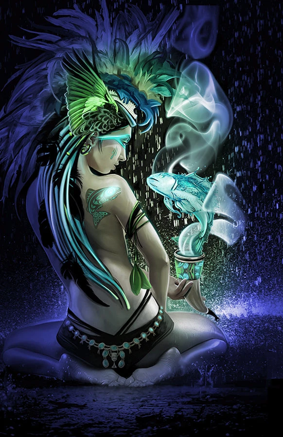 Page of Cups card from the Sixth World Tarot deck by Echo Chernik