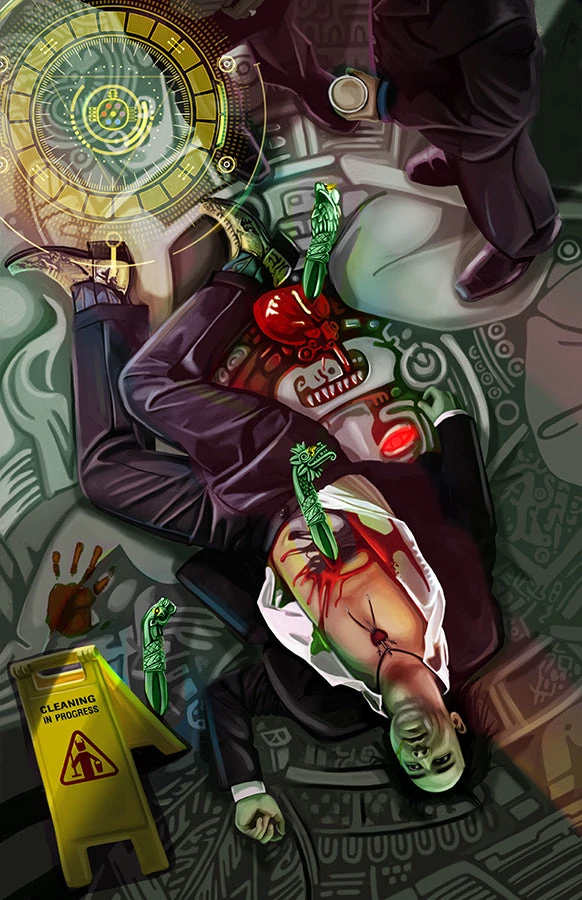 Three of Blades card from the Sixth World Tarot deck by Echo Chernik