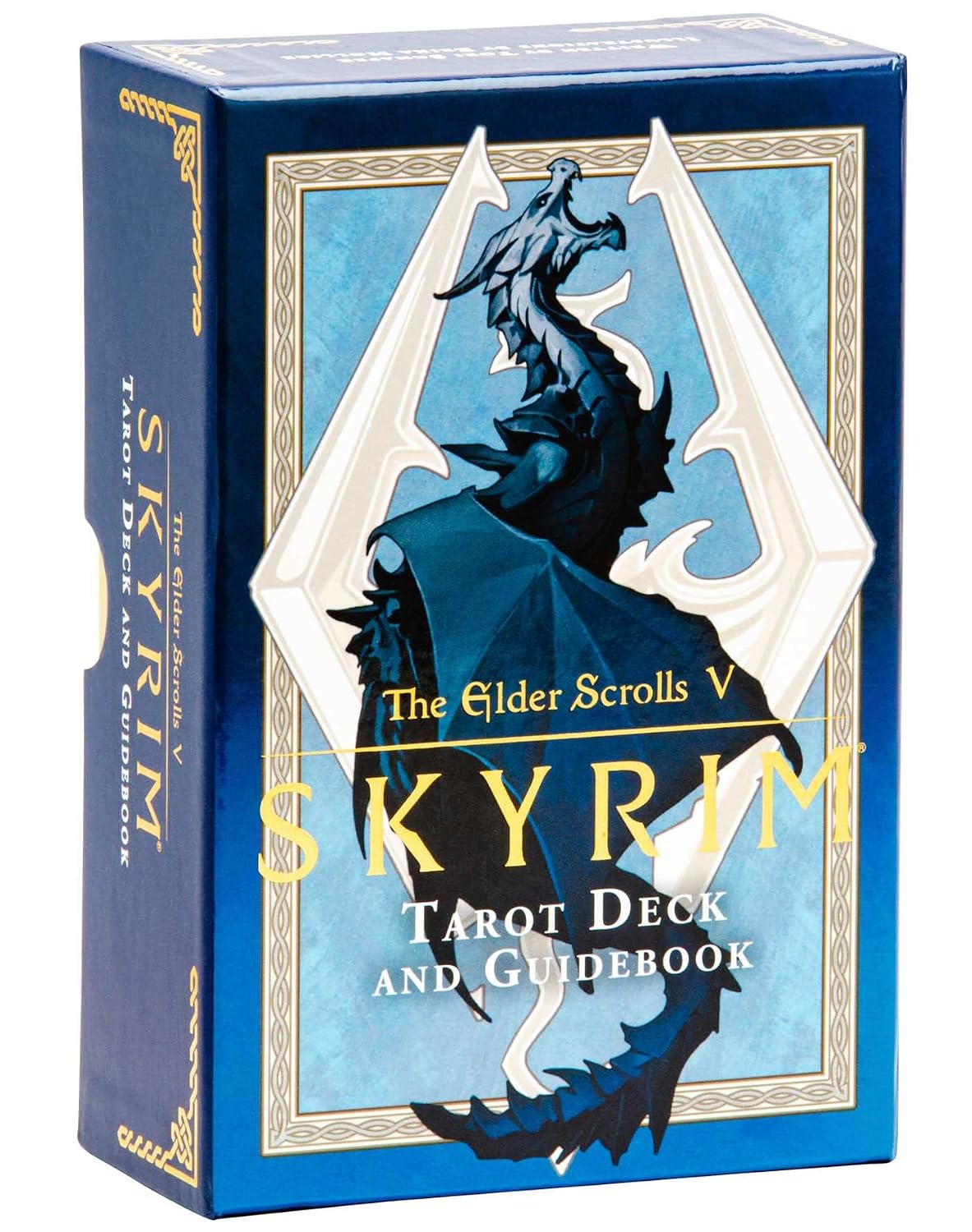 Original retail product photograph of The Elder Scrolls V: Skyrim Tarot Deck and Guidebook box, the licensed Insight Editions set by Tori Schafer and Erika Hollice