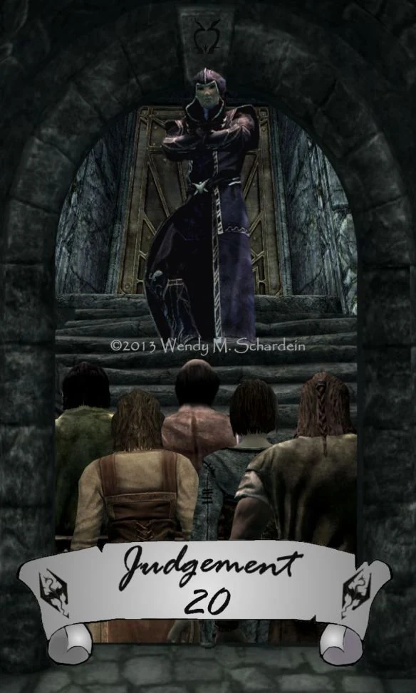 Judgement card from Wendy M. Schardein’s Skyrim Tarot deck