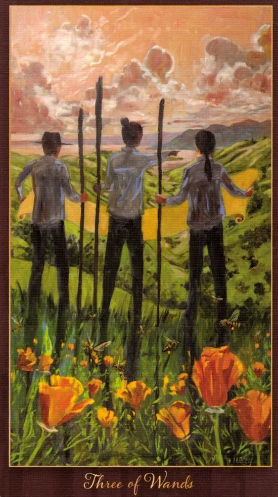 3 of Wands card from the Slow Tarot deck