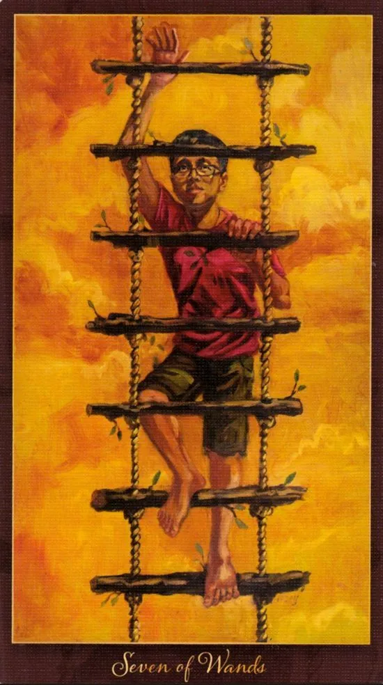 7 of Wands card from the Slow Tarot deck