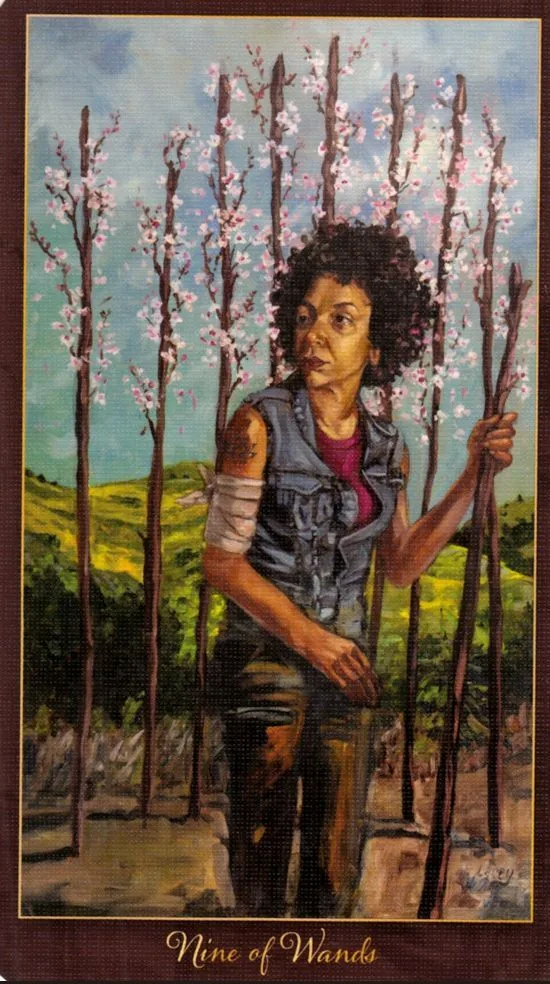 9 of Wands card from the Slow Tarot deck