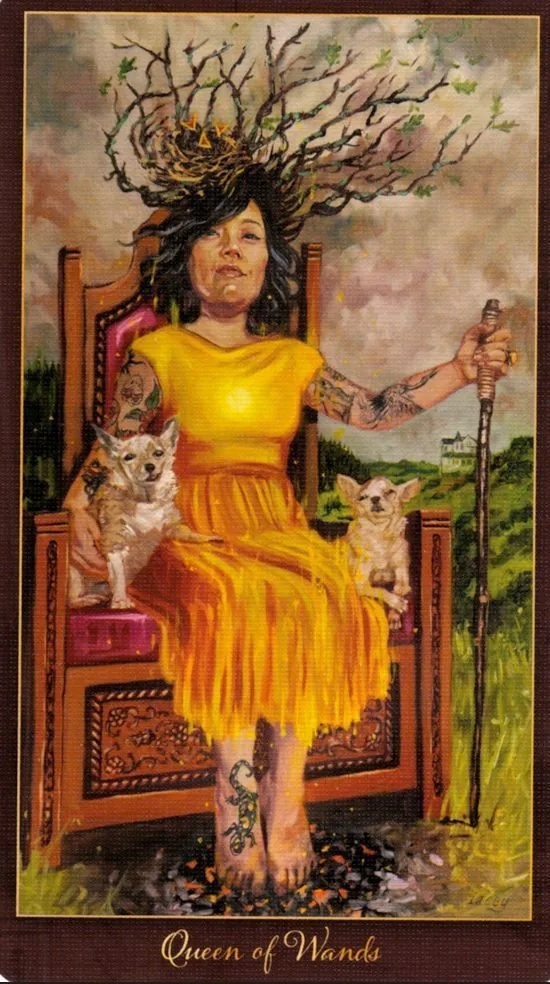 Queen of Wands card from the Slow Tarot deck