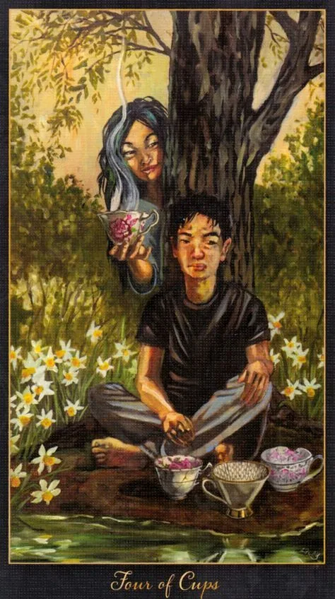 4 of Cups card from the Slow Tarot deck